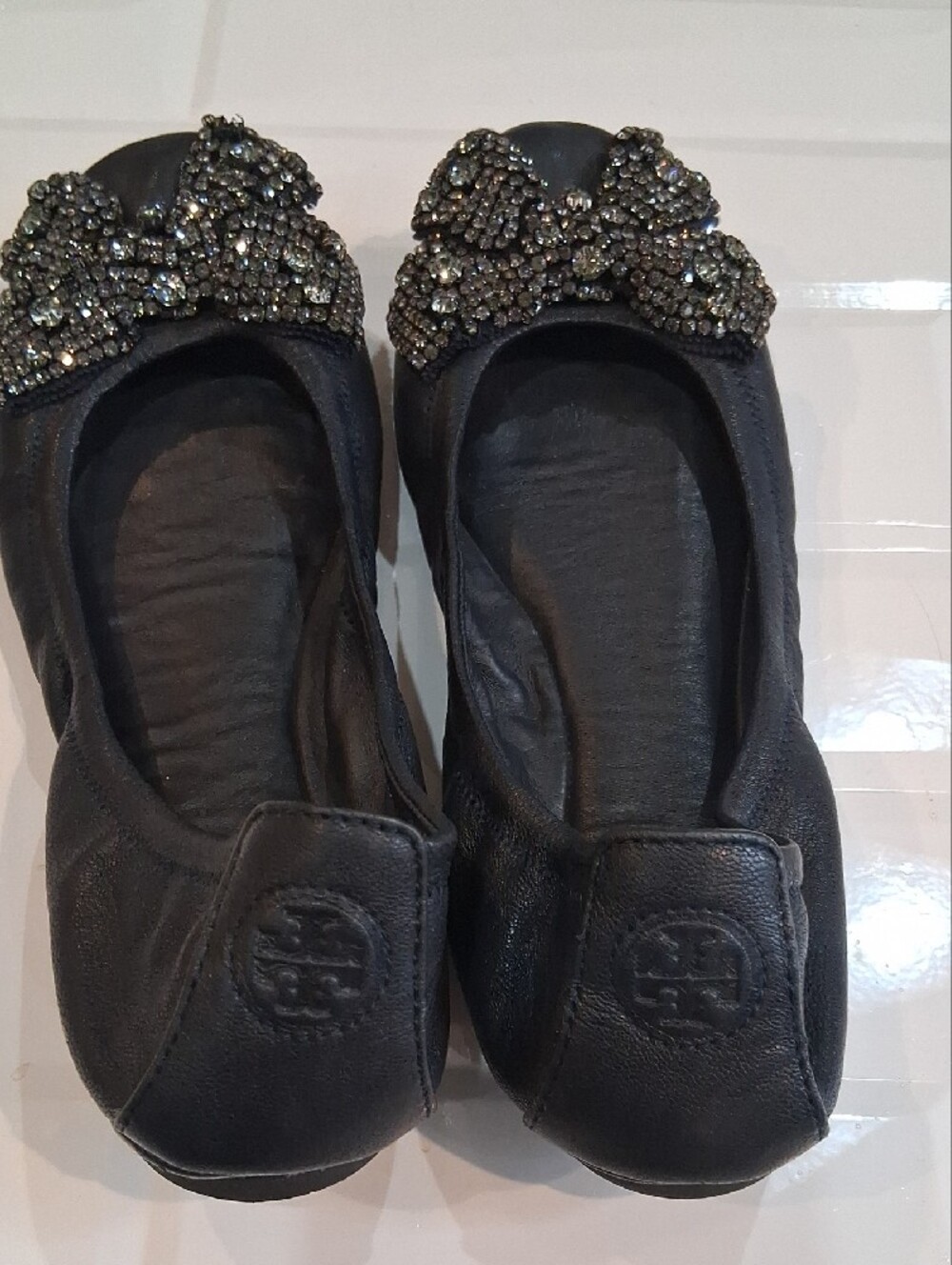 Tory Burch Leather Eddie Crystal Ballet  Flats - Picture 4 of 8